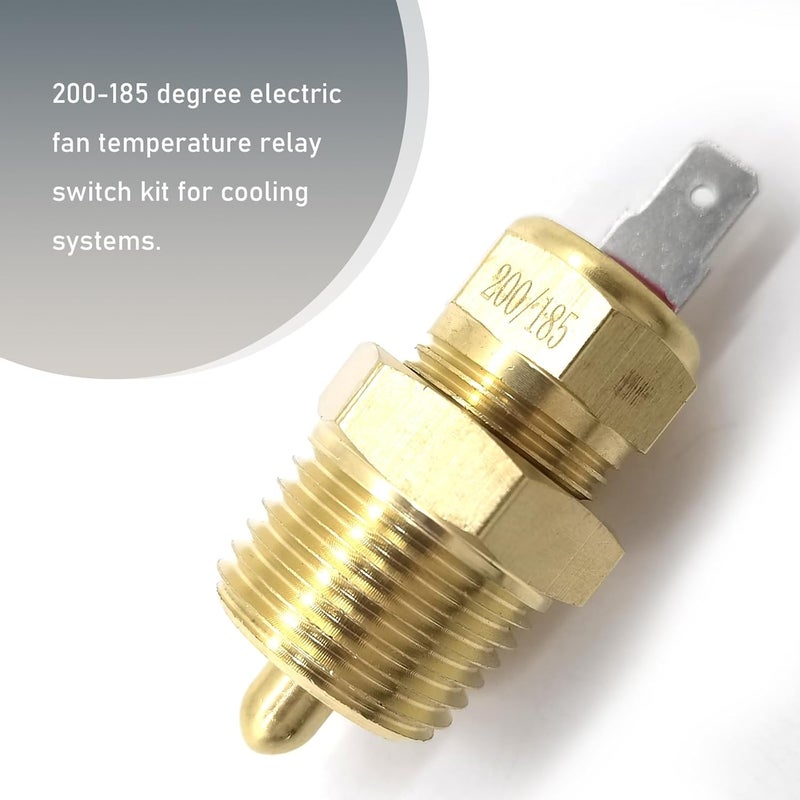 Fluher 1 PC Car Cooling Fan Thermostat Switch Kit, 200 to 185 Degree Engine Cooling Fan Temperature Sensor, 3/8" Pipe Thread Fits 10" 12" 14" 16" Fans, Universal Auto Repair Accessories (Gold) - Image 5